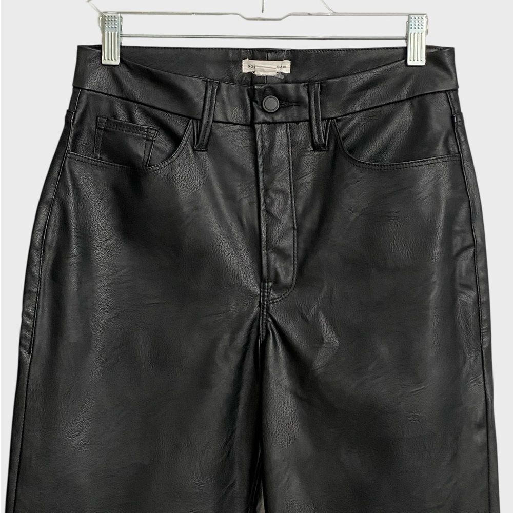 Good American Good Boy Faux Leather Pants Women's Size 6 Black Straight Leg - Picture 7 of 16